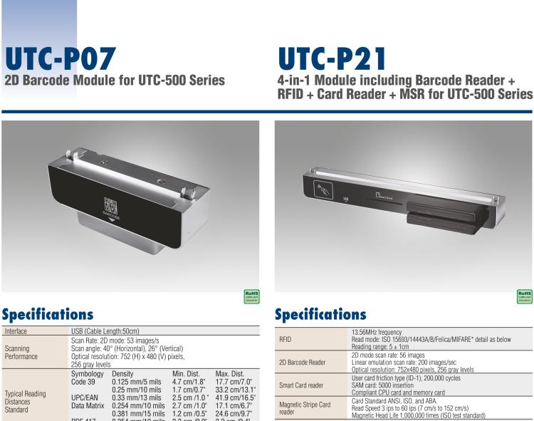 研華UTC-P03 RFID 讀卡器，適用于 UTC-515/520/532 系列