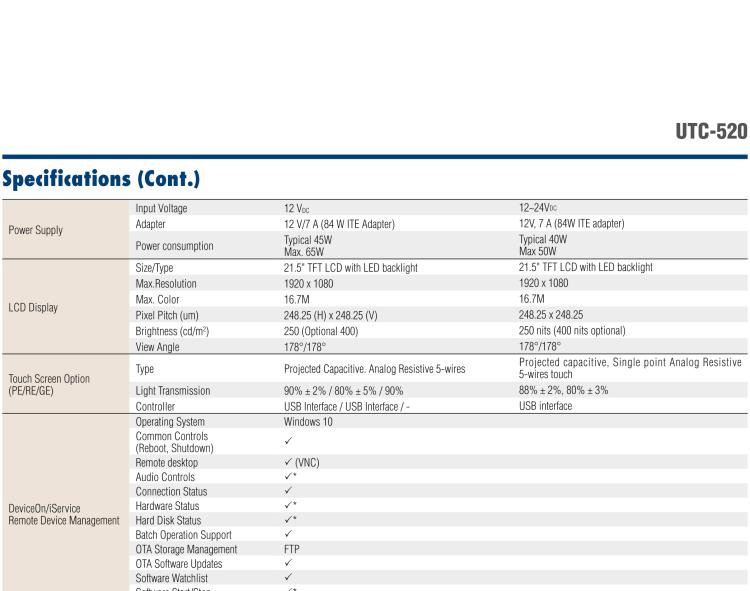 研華UTC-520F 21.5" 多功能觸控一體機(jī)，內(nèi)置Intel? Skylake Core? i5-6300U處理器