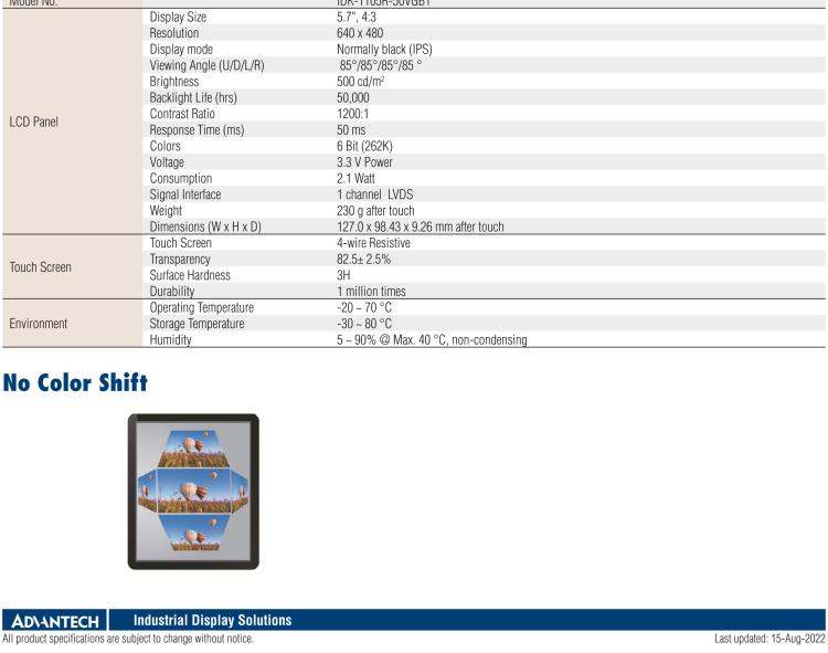 研華IDK-1105 5.7" VGA 工業(yè)顯示套件，帶觸摸屏解決方案和 LVDS 接口