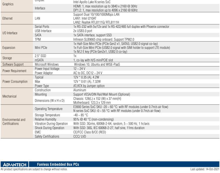 研華UTX-3117 低功耗，緊湊型，4G/WIFI/ BT/LoRa/NB IoT 物聯(lián)網(wǎng)邊緣智能網(wǎng)關