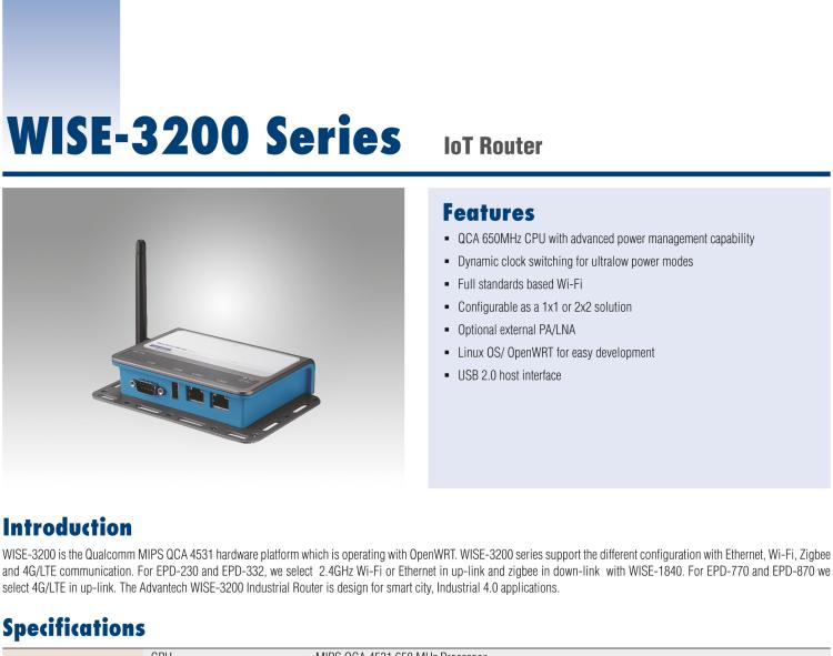 研華WISE-3270 研華EPD電子紙專用工業(yè)網(wǎng)關，以太網(wǎng)、 WIFI（AP）、4G/LTE，專為智能城市、工業(yè)4.2應用而設計。