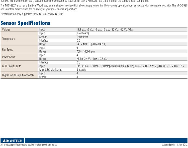 研華MIC-3927 CompactPCI? Intel?ligent Chassis Management Module (PICMG? 2.9)