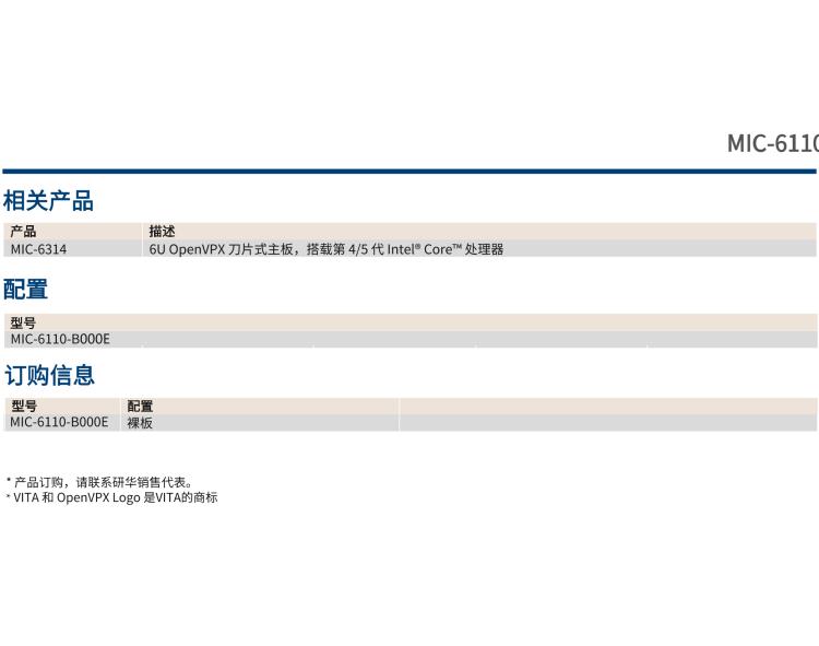 研華MIC-6110 6U OpenVPX MXM計(jì)算機(jī)