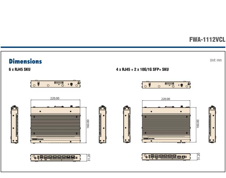 研華FWA-1112VCL Fanless Network Appliance for SD-WAN& uCPE Edge Deployment with Coming 5G & Wi-Fi 6 Support