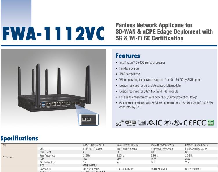 研華FWA-1112VC 用于不同部署的無(wú)風(fēng)扇網(wǎng)絡(luò)應(yīng)用平臺(tái)