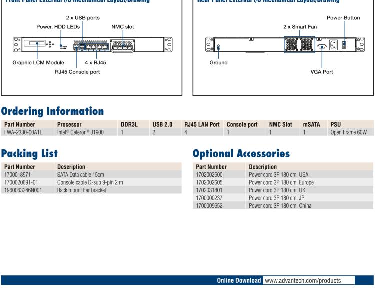 研華FWA-2330 基于Intel? Bay trail-D/M 系列處理器 1U機架式網(wǎng)絡應用平臺