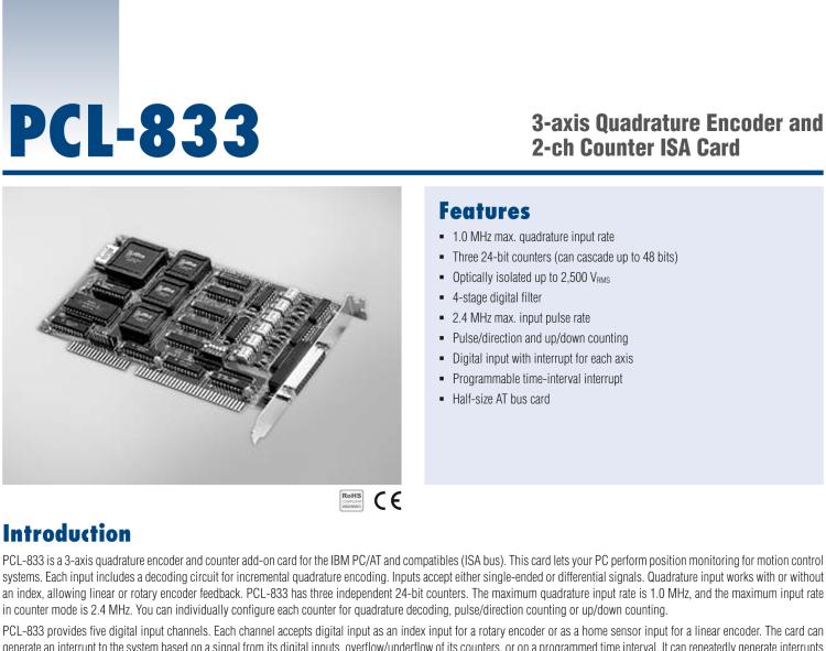 研華PCL-833 三軸正交編碼器、計數(shù)器卡