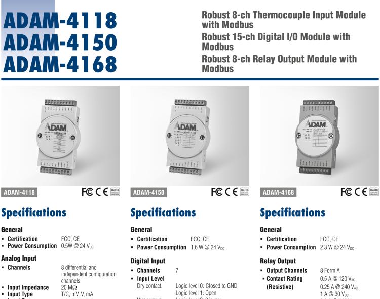 研華ADAM-4118 堅固型8路熱電偶輸入模塊，帶Modbus