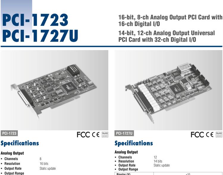 研華PCI-1727U 14位，12通道同步模擬輸出卡