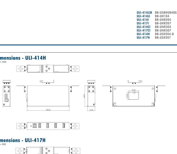 研華BB-USBHUB4OEM ULI-414LIB-工業(yè)USB 2.0集線器，4端口，高穩(wěn)固力連接器