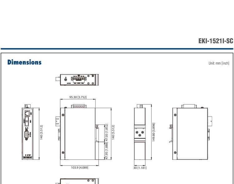 研華EKI-1521I-SC 1-Port Serial Device Server, Fiber, Wide Temperature