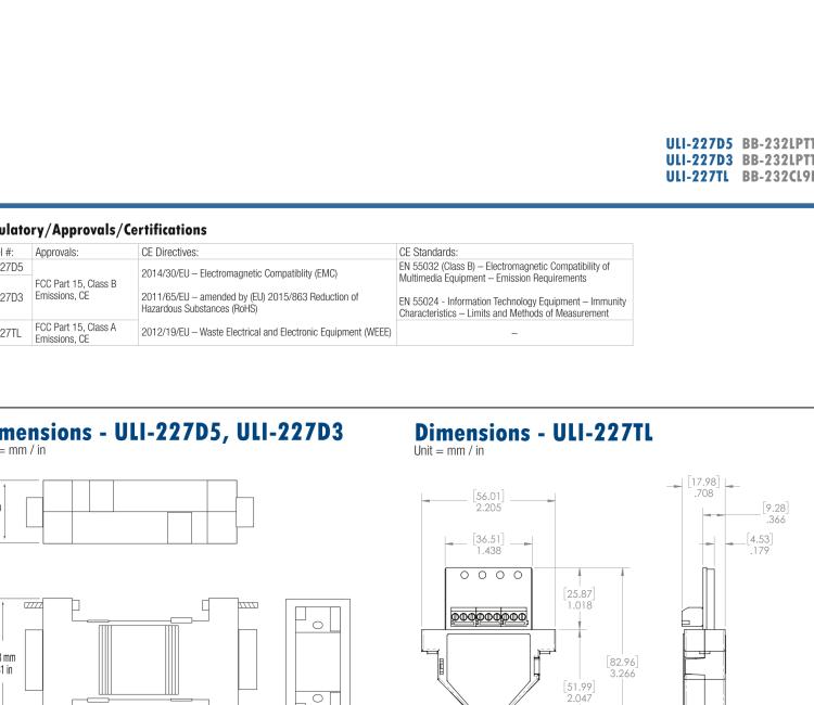 研華BB-232LPTTL33 ULI-227D3 RS-232（DB9母頭）至3.3V TTL（DB9公頭）轉(zhuǎn)換器，端口供電