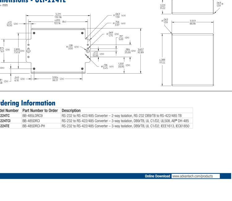 研華BB-485BAT3 ULI-224TB RS-232（DB9母頭至RS-422/485（接線端子）轉(zhuǎn)換器，電池供電